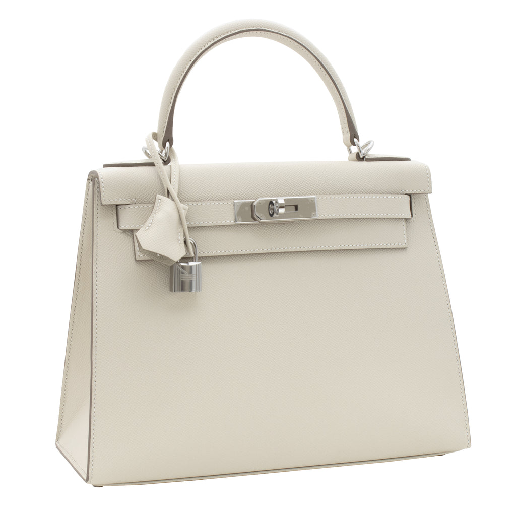 White Sellier Kelly II Mini in Epsom Leather with Gold Hardware