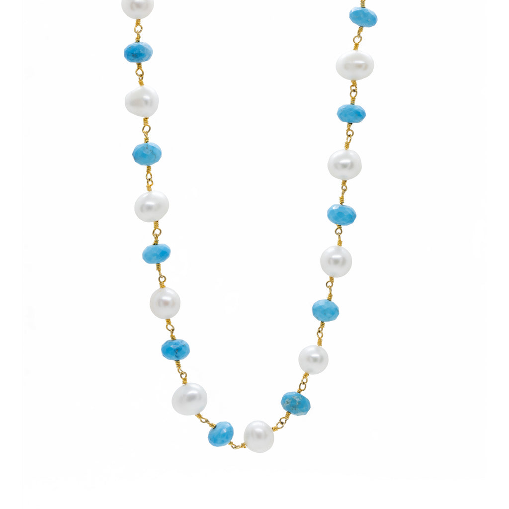 Turquoise & Freshwater Pearl Long Necklace – ARCHIVES Toronto